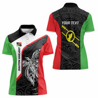 Personalised PNG Southern Highlands Province Women Polo Shirt Bird of Paradise Tattoo Flag Motif - Polynesian Pride