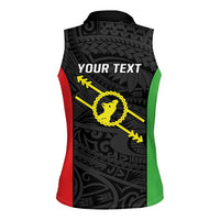 Personalised PNG Southern Highlands Province Women Sleeveless Polo Shirt Bird of Paradise Tattoo Flag Motif - Polynesian Pride