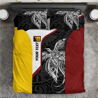 Personalised PNG Western Province Bedding Set Bird of Paradise Tattoo Flag Motif - Polynesian Pride