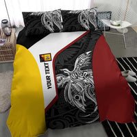 Personalised PNG Western Province Bedding Set Bird of Paradise Tattoo Flag Motif - Polynesian Pride