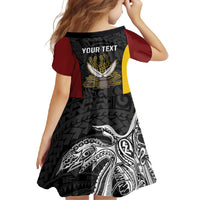 Personalised PNG Western Province Family Matching Off Shoulder Maxi Dress and Hawaiian Shirt Bird of Paradise Tattoo Flag Motif - Polynesian Pride