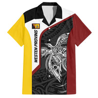 Personalised PNG Western Province Family Matching Summer Maxi Dress and Hawaiian Shirt Bird of Paradise Tattoo Flag Motif - Polynesian Pride