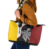 Personalised PNG Western Province Leather Tote Bag Bird of Paradise Tattoo Flag Motif - Polynesian Pride