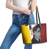 Personalised PNG Western Province Leather Tote Bag Bird of Paradise Tattoo Flag Motif - Polynesian Pride