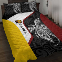 Personalised PNG Western Province Quilt Bed Set Bird of Paradise Tattoo Flag Motif - Polynesian Pride