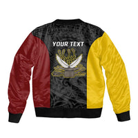 Personalised PNG Western Province Sleeve Zip Bomber Jacket Bird of Paradise Tattoo Flag Motif - Polynesian Pride