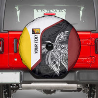 Personalised PNG Western Province Spare Tire Cover Bird of Paradise Tattoo Flag Motif - Polynesian Pride