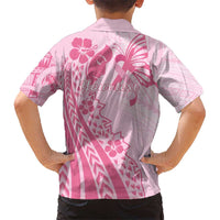 Pacific Girl and Butterfly Cancer Ribbon Personalised Kid Hawaiian Shirt LT9 - Polynesian Pride