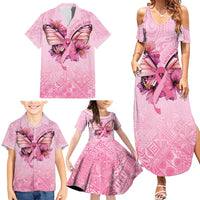 Faith Hope Love Butterfly Ribbon Personalised Family Matching Summer Maxi Dress and Hawaiian Shirt LT9 - Polynesian Pride