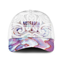 New Zealand Aotearoa Baseball Net Cap Pink Maori Papua Shell Indigenous LT9 One Size White Pink - Polynesian Pride