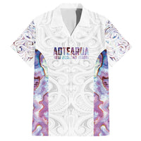 Custom New Zealand Aotearoa Family Matching Off Shoulder Short Dress and Hawaiian Shirt Pink Maori Paua Shell Indigenous LT9 Dad's Shirt - Short Sleeve Pink - Polynesian Pride