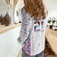 Custom New Zealand Aotearoa Women Casual Shirt Pink Maori Paua Shell Indigenous LT9 - Polynesian Pride