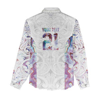 Custom New Zealand Aotearoa Women Casual Shirt Pink Maori Paua Shell Indigenous LT9 - Polynesian Pride