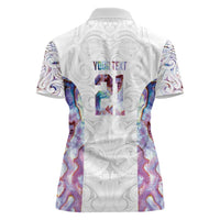 Custom New Zealand Aotearoa Women Polo Shirt Pink Maori Paua Shell Indigenous - Polynesian Pride