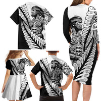 Koru Fern New Zealand Maori Tribal Warrior Family Matching Long Sleeve Bodycon Dress and Hawaiian Shirt LT9 - Polynesian Pride