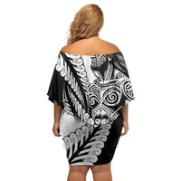 Koru Fern New Zealand Maori Tribal Warrior Family Matching Off Shoulder Short Dress and Hawaiian Shirt LT9 - Polynesian Pride