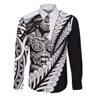 Koru Fern New Zealand Maori Tribal Warrior Family Matching Summer Maxi Dress and Hawaiian Shirt LT9 Dad's Shirt - Long Sleeve Black - Polynesian Pride
