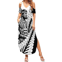 Koru Fern New Zealand Maori Tribal Warrior Summer Maxi Dress LT9 Women Black - Polynesian Pride