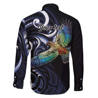 New Zealand Kea Bird Personalised Family Matching Long Sleeve Bodycon Dress and Hawaiian Shirt Maori Tribal Koru Art LT9 - Polynesian Pride