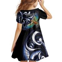 New Zealand Kea Bird Personalised Family Matching Off Shoulder Short Dress and Hawaiian Shirt Maori Tribal Koru Art LT9 - Polynesian Pride