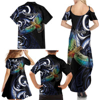 New Zealand Kea Bird Personalised Family Matching Summer Maxi Dress and Hawaiian Shirt Maori Tribal Koru Art LT9 - Polynesian Pride