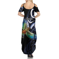 New Zealand Kea Bird Personalised Family Matching Summer Maxi Dress and Hawaiian Shirt Maori Tribal Koru Art LT9 - Polynesian Pride