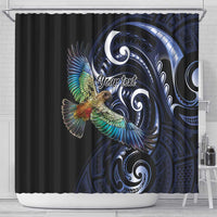 New Zealand Kea Bird Personalised Shower Curtain Maori Tribal Koru Art LT9 - Polynesian Pride