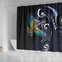 New Zealand Kea Bird Personalised Shower Curtain Maori Tribal Koru Art LT9 - Polynesian Pride