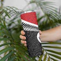 Silver Fern Koru Swirls with Maori Ta Moko Skinny Tumbler LT9 - Polynesian Pride