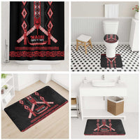 Toitu Te Tiriti Waitangi Bathroom Set Black Wharenui House LT9 - Polynesian Pride