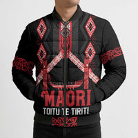 Toitu Te Tiriti Waitangi Bomber Puffer Jacket Black Wharenui House LT9 - Polynesian Pride