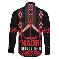 Toitu Te Tiriti Waitangi Family Matching Off Shoulder Maxi Dress and Hawaiian Shirt Black Wharenui House LT9 - Polynesian Pride