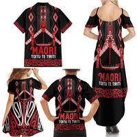 Toitu Te Tiriti Waitangi Family Matching Summer Maxi Dress and Hawaiian Shirt Black Wharenui House LT9 - Polynesian Pride