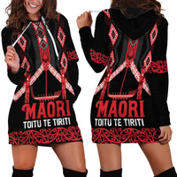 Toitu Te Tiriti Waitangi Hoodie Dress Black Wharenui House LT9 - Polynesian Pride