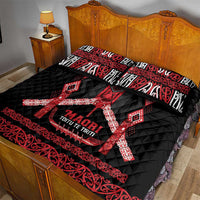 Toitu Te Tiriti Waitangi Quilt Bed Set Black Wharenui House - Polynesian Pride