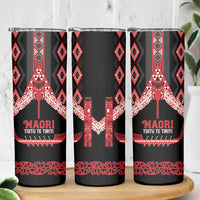 Toitu Te Tiriti Waitangi Skinny Tumbler Black Wharenui House LT9 - Polynesian Pride