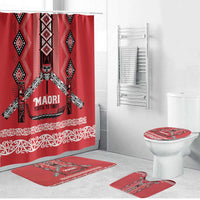 Toitu Te Tiriti Waitangi Bathroom Set Red Wharenui House LT9 Bathroom Set (4 pcs) Red - Polynesian Pride