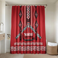 Toitu Te Tiriti Waitangi Bathroom Set Red Wharenui House LT9 Shower Curtain Only Red - Polynesian Pride