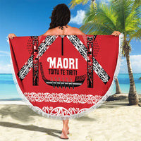 Toitu Te Tiriti Waitangi Beach Blanket Red Wharenui House LT9 - Polynesian Pride
