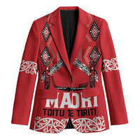 Toitu Te Tiriti Waitangi Blazer Red Wharenui House LT9 Unisex Red - Polynesian Pride