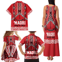 Toitu Te Tiriti Waitangi Family Matching Tank Maxi Dress and Hawaiian Shirt Red Wharenui House LT9 - Polynesian Pride