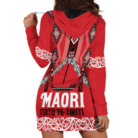 Toitu Te Tiriti Waitangi Hoodie Dress Red Wharenui House LT9 - Polynesian Pride