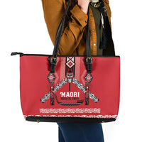 Toitu Te Tiriti Waitangi Leather Tote Bag Red Wharenui House - Polynesian Pride