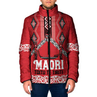 Toitu Te Tiriti Waitangi Padded Jacket Red Wharenui House LT9 Men Red - Polynesian Pride