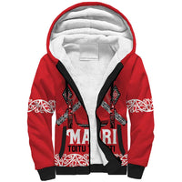 Toitu Te Tiriti Waitangi Sherpa Hoodie Red Wharenui House LT9 Unisex Red - Polynesian Pride