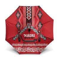 Toitu Te Tiriti Waitangi Umbrella Red Wharenui House LT9 One Size Folded 11.42 inch Opened Diameter 37.4 inch Red - Polynesian Pride