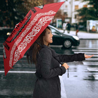 Toitu Te Tiriti Waitangi Umbrella Red Wharenui House LT9 - Polynesian Pride