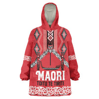 Toitu Te Tiriti Waitangi Wearable Blanket Hoodie Red Wharenui House LT9 One Size Red - Polynesian Pride
