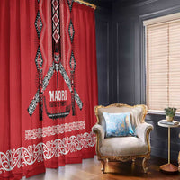 Toitu Te Tiriti Waitangi Window Curtain Red Wharenui House LT9 - Polynesian Pride