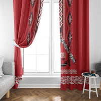 Toitu Te Tiriti Waitangi Window Curtain Red Wharenui House LT9 - Polynesian Pride
